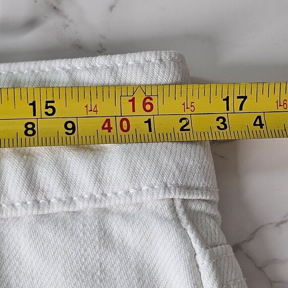 Paige‎ Cuffed Raw Hem Jeans Shorts High-Rise White Denim Women's Size 30 - Picture 9 of 11